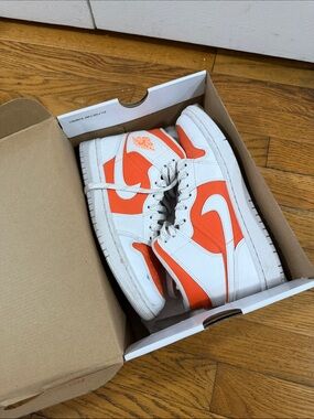 Nike White & Orange High-Top Basketball Sneakers